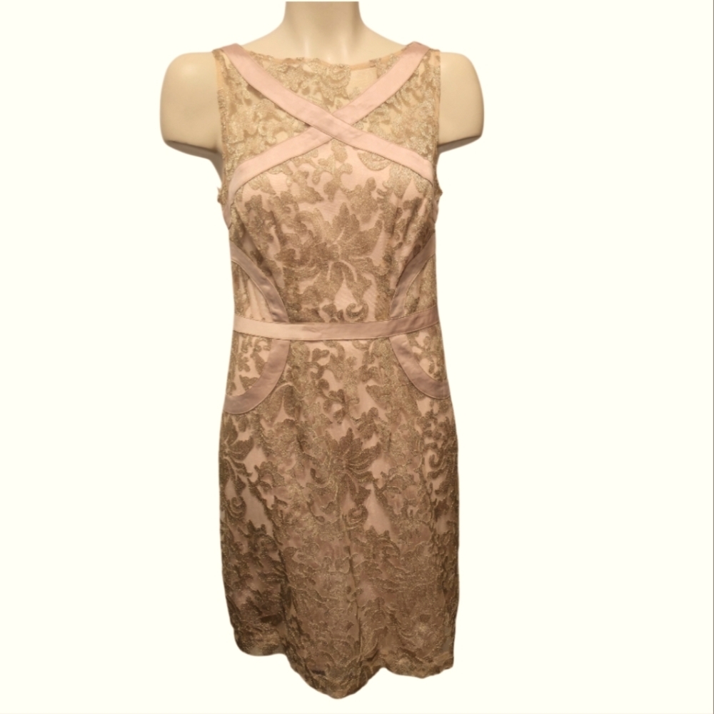 JS COLLECTIONS Lace And Ribbon Midi Length Blush Pink Mother Of The Bride Size4